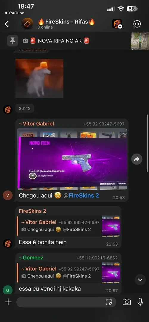 Prova de entrega de skin de CS2 - Fire Skins Brasil